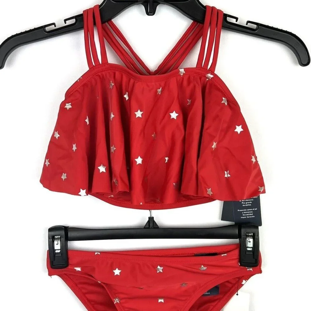 Tommy Hilfiger Girl’s Red Two Piece Bikini Swimsuit Set Size M